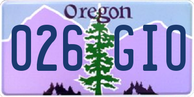 OR license plate 026GIO