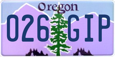 OR license plate 026GIP