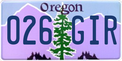 OR license plate 026GIR