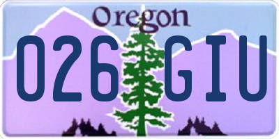 OR license plate 026GIU