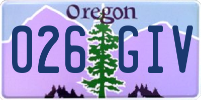 OR license plate 026GIV