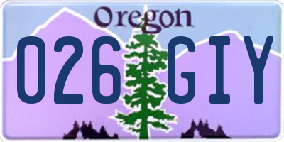OR license plate 026GIY