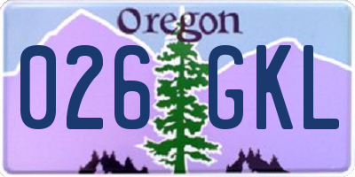 OR license plate 026GKL