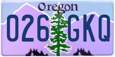 OR license plate 026GKQ