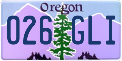 OR license plate 026GLI