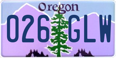 OR license plate 026GLW