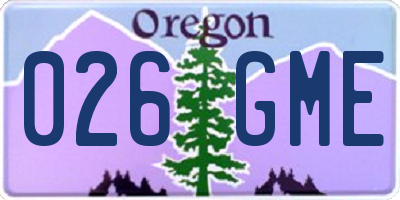 OR license plate 026GME