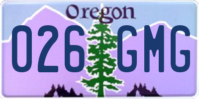 OR license plate 026GMG