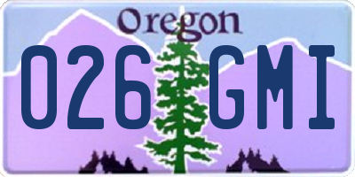 OR license plate 026GMI