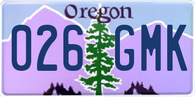 OR license plate 026GMK