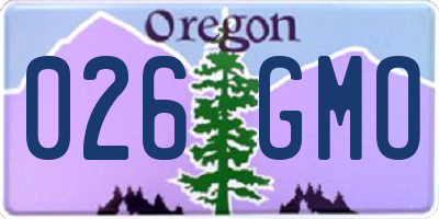 OR license plate 026GMO
