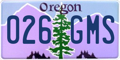 OR license plate 026GMS