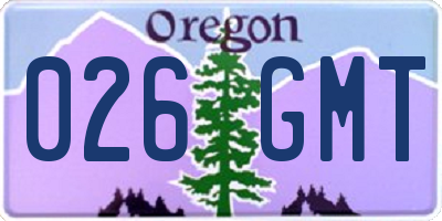 OR license plate 026GMT
