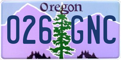 OR license plate 026GNC
