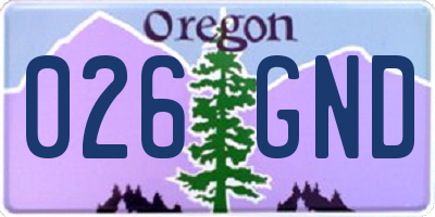 OR license plate 026GND