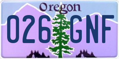 OR license plate 026GNF
