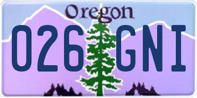 OR license plate 026GNI