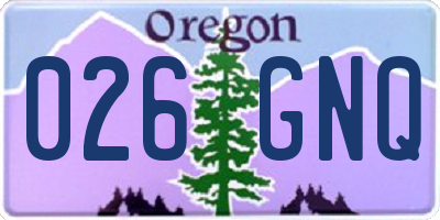 OR license plate 026GNQ