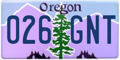 OR license plate 026GNT