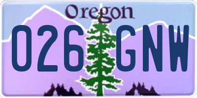 OR license plate 026GNW