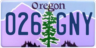 OR license plate 026GNY