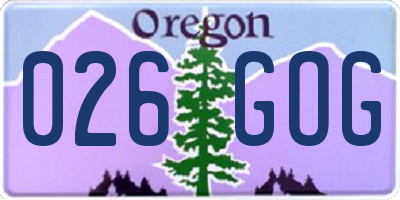 OR license plate 026GOG