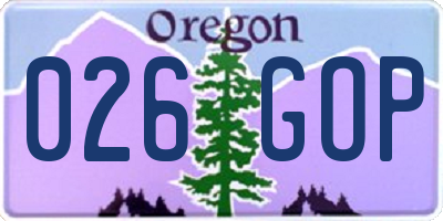 OR license plate 026GOP