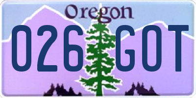 OR license plate 026GOT