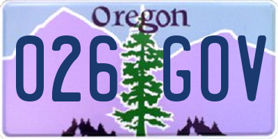 OR license plate 026GOV