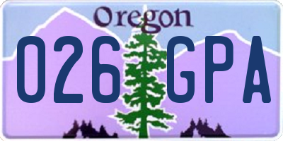 OR license plate 026GPA