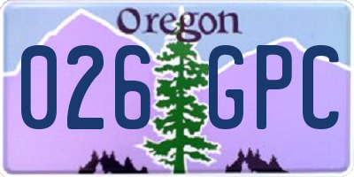 OR license plate 026GPC
