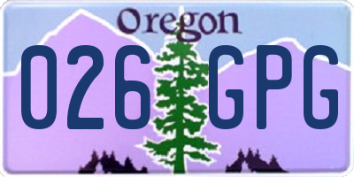 OR license plate 026GPG