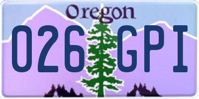 OR license plate 026GPI