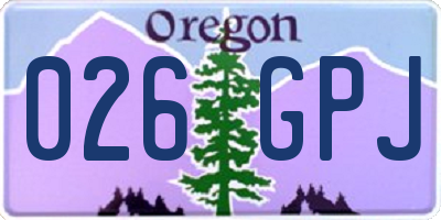 OR license plate 026GPJ