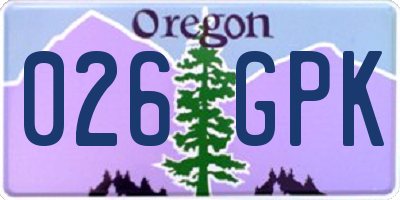 OR license plate 026GPK