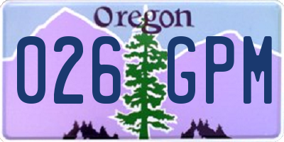 OR license plate 026GPM