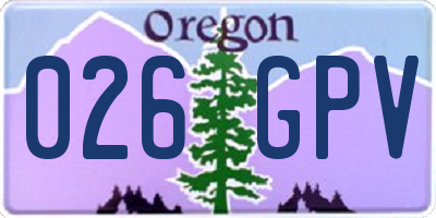 OR license plate 026GPV