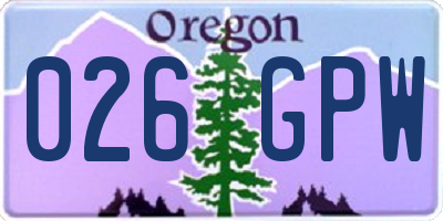OR license plate 026GPW