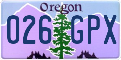 OR license plate 026GPX