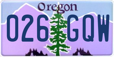 OR license plate 026GQW