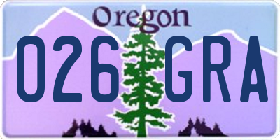 OR license plate 026GRA