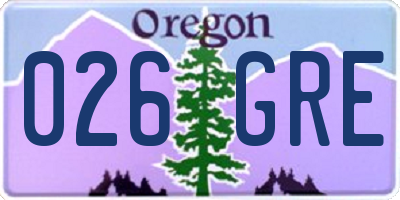 OR license plate 026GRE