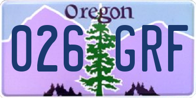 OR license plate 026GRF