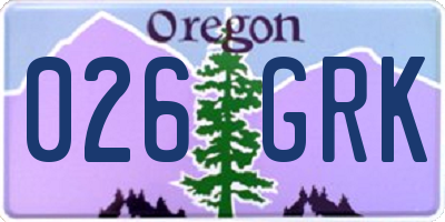 OR license plate 026GRK
