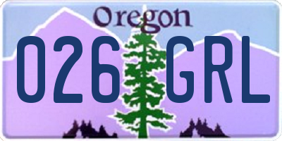 OR license plate 026GRL