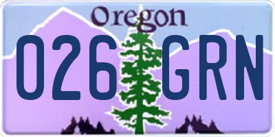 OR license plate 026GRN
