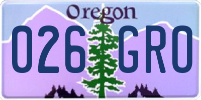 OR license plate 026GRO
