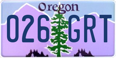 OR license plate 026GRT