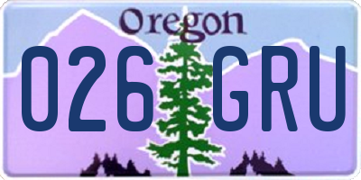 OR license plate 026GRU