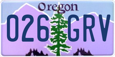 OR license plate 026GRV